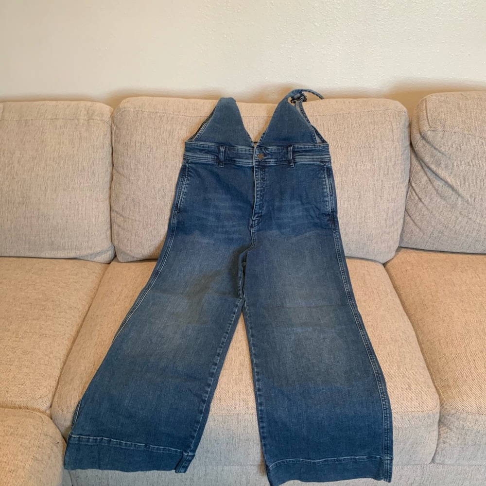 Free People Indigo Denim Overalls  NWOT